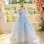 Flower Fairy Sky Blue Beading Pearl Butterfly Birthday Flower Girl Dresses 2025 Ball Gown Scoop Neck Sleeveless Backless Floor-Length / Long