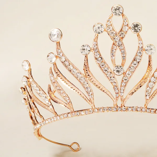 Uroczy Złote Rhinestone Ślub Tiara Ozdoby Do Włosów Ślubne 2023