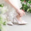 Charming White Pearl Appliques Wedding Shoes 2024 Leather 10 cm Stiletto Heels Pointed Toe Wedding Pumps High Heels