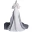 Vintage / Retro White Ruffle Satin Wedding Dresses 2024 Trumpet / Mermaid Off-The-Shoulder Short Sleeve Backless Court Train Wedding