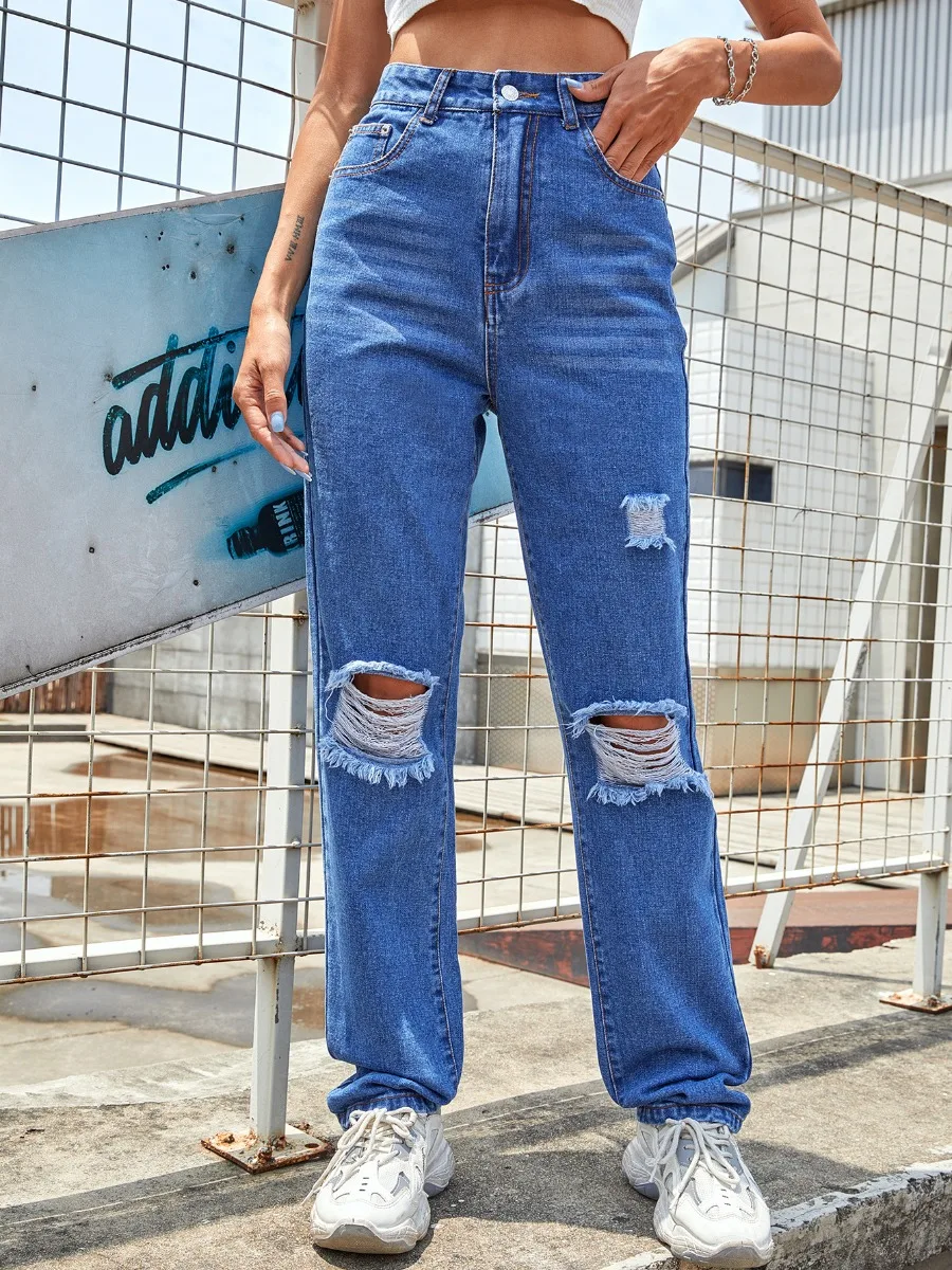 Pantalon Cortos Vaqueros Dgastados Para Mujer, Shorts Rasgados De