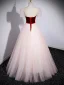 Elegant Burgundy Spotted Prom Dresses 2023 A-Line / Princess Scoop Neck Rhinestone Bow Short Sleeve Backless Floor-Length / Long Prom Formal Dresses