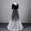 Elegante Schwarz Strass Pailletten Ballkleider 2024 A Linie Eckiger Ausschnitt Kurze Ärmel Rückenfreies Lange Ball Festliche Kleider