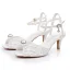 Chic / Beautiful White Pearl Wedding Shoes 2025 Ankle Strap 6 cm Stiletto Heels Open / Peep Toe Wedding Sandals High Heels