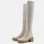 Fashion Beige Street Wear Winter Knitting Womens Boots 2023 6 cm Thick Heels Round Toe Boots