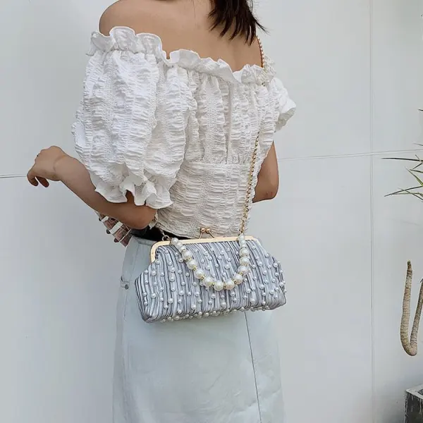 Chic / Beautiful Fashion White Pearl Prom Clutch Bags 2023