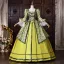 Vintage / Originale Médiévale Inhabituel Vert Cendré En Dentelle Fleur Impression Robe De Bal 2026 Robe Boule Encolure Carrée Manches de cloche Dos Nu Longue Robe De Ceremonie