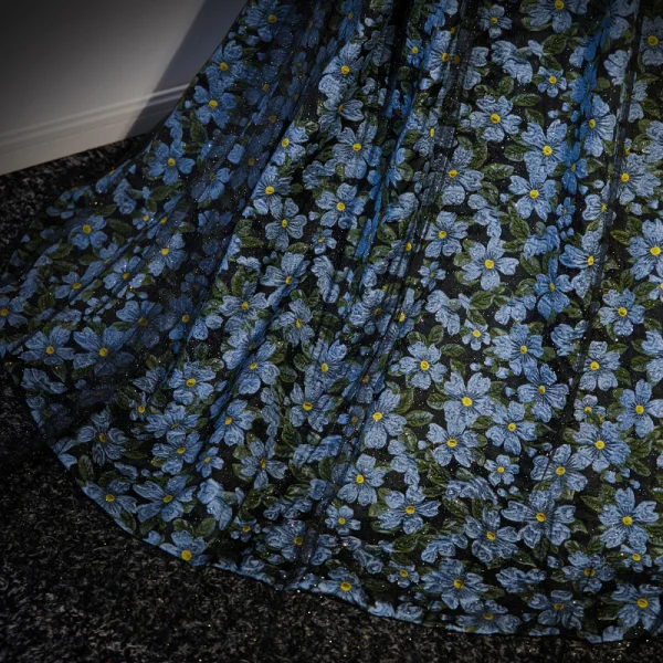 Flower Fairy Charming Printing Black Prom Dresses 2023 A-Line / Princess Strapless Sleeveless Backless Sweep Train Formal Dresses