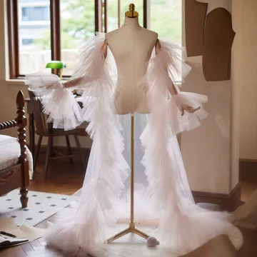 Mode Rougissant Rose Fait Main Tulle Châle Vestes Enveloppements 2024