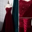 Sjarmerende Burgunder Selskapskjoler Prinsesse 2022 Strapless Uten Ermer Ryggløse Paljetter Suede Lange Polyester Aften Formelle Kjoler
