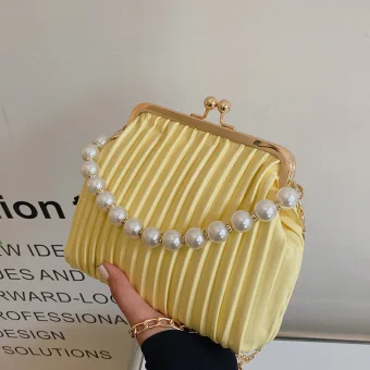 Modest Simple Yellow Pearl Shell Clutch Bags Prom 2023