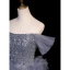 Sexy Ocean Blue Cascading Ruffles Beading Sequins Prom Dresses 2023 A-Line / Princess Off-The-Shoulder Short Sleeve Backless Floor-Length / Long Flower Girl Dresses