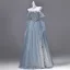 Bling Bling Himmelblau Strass Pailletten Applikationen Ballkleider 2026 A Linie Off Shoulder Kurze Ärmel Rückenfreies Lange Festliche Kleider