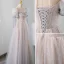 Illusion Blushing Pink Beading Rhinestone Evening Dresses 2023 A-Line / Princess Scoop Neck Short Sleeve Backless Floor-Length / Long Evening Party Formal Dresses