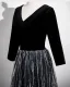 Chic / Beautiful Black Sequins Prom Dresses 2025 A-Line / Princess V-Neck Long Sleeve Backless Floor-Length / Long Prom Formal Dresses