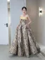 Elegant Candy Pink Printing Prom Dresses 2025 Ball Gown Strapless Sleeveless Backless Floor-Length / Long Prom Formal Dresses