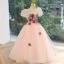 Chic / Beautiful Blushing Pink Sequins Flower Girl Dresses 2023 Ball Gown Square Neckline Puffy Short Sleeve Backless Floor-Length / Long Prom Flower Girl Dresses