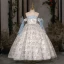 Chic / Beautiful Sky Blue Beading Birthday Flower Girl Dresses 2024 Ball Gown Strapless Sleeveless Bow Backless Floor-Length / Long