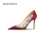 Fashion Black Rhinestone Evening Party Suede Pumps 2024 Leather 10 cm Stiletto Heels Pointed Toe Pumps High Heels