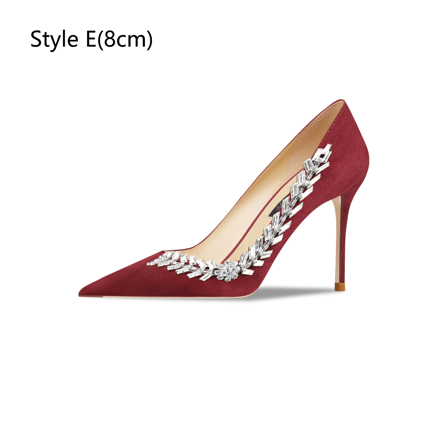 Fashion Black Rhinestone Evening Party Suede Pumps 2024 Leather 10 cm ...