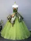 Chic / Beautiful Sage Green Printing Prom Dresses 2025 Ball Gown Strapless Sleeveless Backless Floor-Length / Long Tulle Prom Formal Dresses