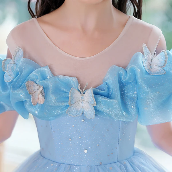 Chic / Beautiful Silver Star Sequins Birthday Flower Girl Dresses 2023 A-Line / Princess Scoop Neck Ruffle Short Sleeve Backless Floor-Length / Long Flower Girl Dresses
