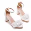 Sexy Ivory / Creme Applikationen Brautschuhe 2022 7 cm Thick Heels Knöchelriemen Peeptoes Hochzeit Sandaletten Hochhackige