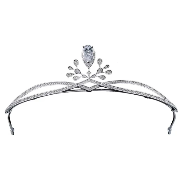 Eenvoudige Zilveren Rhinestone Tiara Bruids Haaraccessoires 2022 Zirkonium Legering Huwelijk Tiara