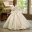 Vintage / Retro Ivory Beading Rhinestone Appliques Bow Birthday Flower Girl Dresses 2025 Ball Gown Scoop Neck Short Sleeve Floor-Length / Long