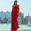 Modest / Simple Royal Blue Split Front Evening Dresses 2022 Trumpet / Mermaid Off-The-Shoulder Short Sleeve Backless Floor-Length / Long Evening Party Formal Dresses