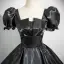 Elegant Black Lace Flower Prom Dresses 2025 Ball Gown Square Neckline Puffy Short Sleeve Backless Sweep Train Prom Formal Dresses