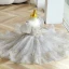 Chic / Beautiful Grey Star Sequins Short Flower Girl Dresses 2023 Square Neckline Short Sleeve Backless Prom Flower Girl Dresses