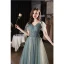 Chic / Beautiful Green Beading Sequins Prom Dresses 2022 A-Line / Princess V-Neck Short Sleeve Backless Floor-Length / Long Formal Dresses