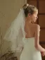 Elegant White Pearl Bridal Wedding Veils 2025 0.5 m Tulle