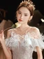 Charmant Gris Perlage Paillettes Robe De Soirée 2023 Princesse De l'épaule Gland Manches Courtes Dos Nu Longue Soirée Robe De Ceremonie