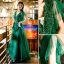Chic / Belle Vert Foncé Perlage Faux Diamant Paillettes Robe De Bal 2022 Princesse V-Cou Manches Courtes Dos Nu Longue Promo Robe De Ceremonie