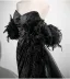 Scintillantes Noire Gland Paillettes Fendue devant Robe De Soirée 2025 Trompette / Sirène De l'épaule Manches Courtes Dos Nu Train De Balayage Robe De Ceremonie