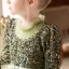 Sparkly Sage Green Cascading Ruffles Sequins Birthday Flower Girl Dresses 2024 A-Line / Princess High Neck Long Sleeve Bow Sash Floor-Length / Long Flower Girl Dresses