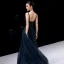 Scintillantes Sexy Bleu Marine Perlage Paillettes Robe De Soirée 2023 Princesse Bretelles Spaghetti Sans Manches Dos Nu Longue Soirée Robe De Ceremonie