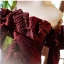 Vintage / Retro Burgundy Ruffle Prom Dresses 2024 A-Line / Princess Off-The-Shoulder Long Sleeve Backless Floor-Length / Long Prom Formal Dresses