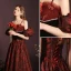 Modern / Fashion Burgundy Lace Butterfly Printing Evening Dresses 2023 A-Line / Princess Spaghetti Straps Sleeveless Pearl Rhinestone Backless Floor-Length / Long Evening Party