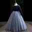 Chic / Beautiful Pool Blue Sequins Prom Flower Girl Dresses 2022 Ball Gown Scoop Neck Long Sleeve Floor-Length / Long Flower Girl Dresses