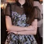 Fashion Black Spotted Printing Short Homecoming Graduation Dresses 2023 A-Line / Princess High Neck Short Sleeve Formal Dresses