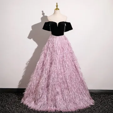 Chic Rougissant Rose Gland Robe Boule Robe De Bal 2025 De L Épaule Manches Courtes Dos Nu Longue Promo Robe De Ceremonie