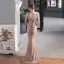 Charming White Beading Sequins Evening Dresses 2023 Trumpet / Mermaid V-Neck Sleeveless Backless Floor-Length / Long Evening Party Formal Dresses