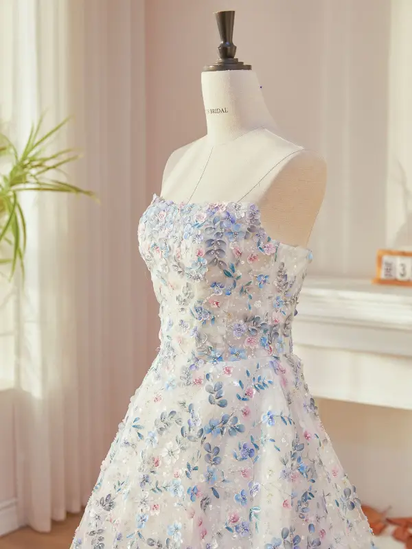 Blomsterfe Himmelen Blå Beading Paljetter Appliques Ballkjoler 2026 Ballkjole Strapless Uten Ermer Ryggløse