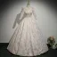 Elegant Champagne Glitter Printing Mother Of The Bride Dresses 2025 A-Line / Princess V-Neck Long Sleeve Backless Floor-Length / Long
