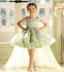 Dreamy Sage Green Beading Pearl Appliques Birthday Short Flower Girl Dresses 2026 Ball Gown Square Neckline Sleeveless Backless Tulle