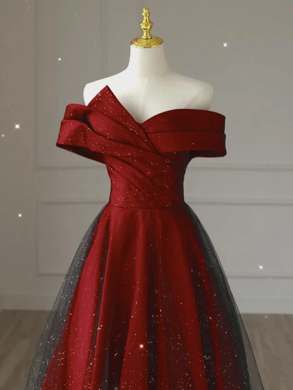 Bling Bling Burgund Cekinami Sukienki Wieczorowe 2023 Princessa Przy Ramieniu Bez Rękawów Bez Pleców Długie Wieczorowe Sukienki Wizytowe
