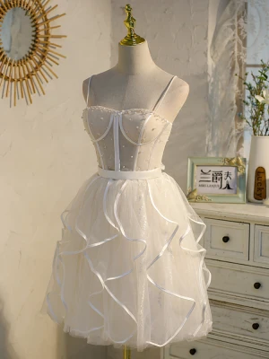 Sexy Champagne Birthday Cascading Ruffles Party Dresses 2022 A Line Princess Spaghetti Straps Pearl Sleeveless Backless Bow Floor Length Long Cocktail Party Formal Dresses